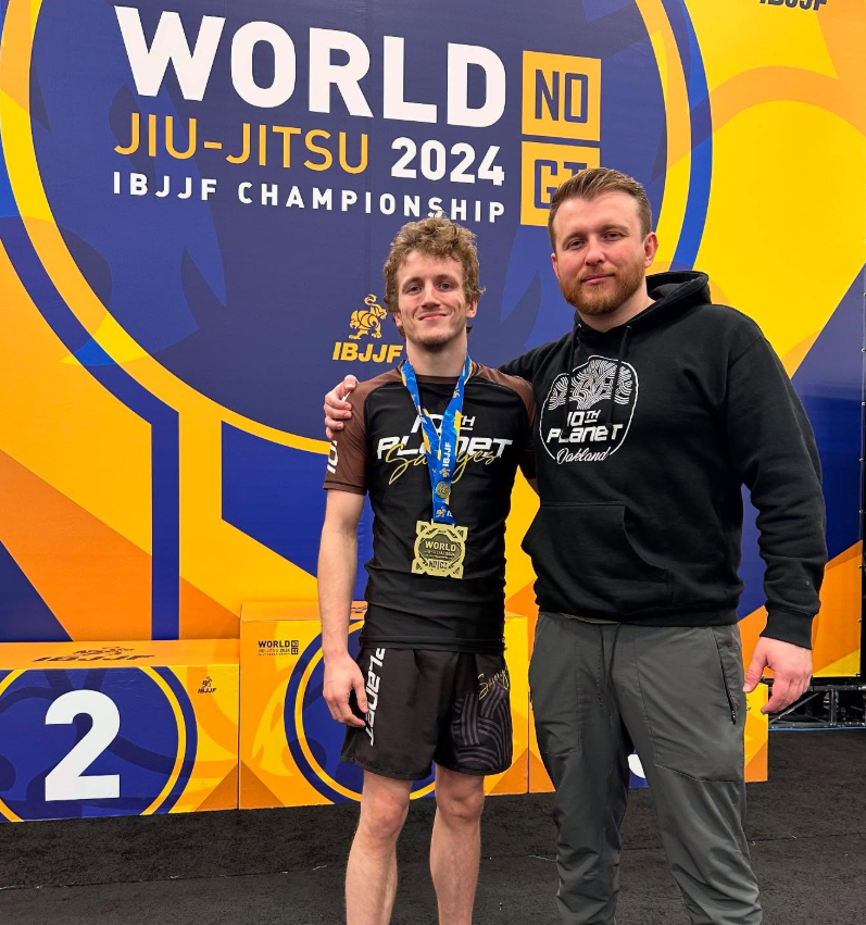 Corbin Bilund with Michael Hillebrand after earning bronze at the 2024 IBJJF No-Gi World Championship