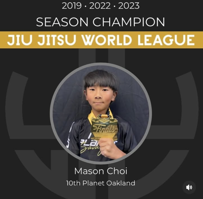10th Planet Oakland youth competitor Mason Choi, three-time Jiu Jitsu World League Season Champion in 2019, 2022 and 2023